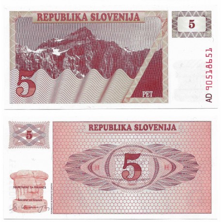 (3) Eslovenia. 1990. 5 Tolarjev (SC)