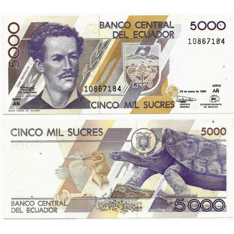 (128c) Ecuador. 1999. 5000 Sucres (MBC+)