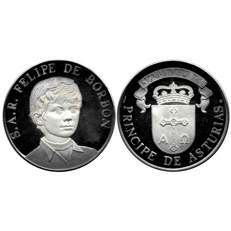 Medalla Conmemorativa S.A.R. Felipe de Borbón. Príncipe de Asturias (SC) (Plata) 50 gr. de .999 Milésimas
