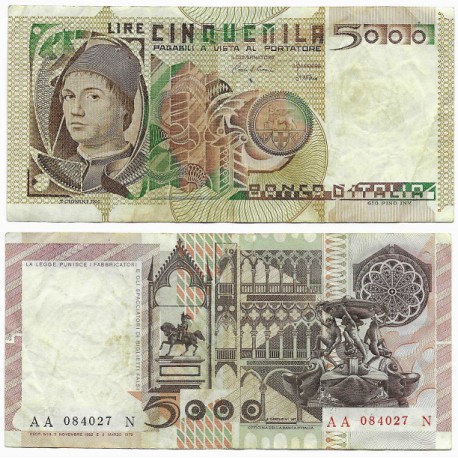 (105b) Italia. 1982. 5000 Lira (BC) Manchas