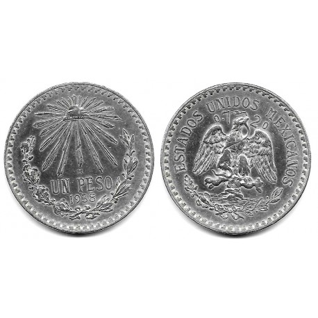 (455) Estados Unidos Mexicanos. 1938. 1 Peso (MBC) (Plata)