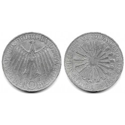 (134.1) Alemania. 1972(J). 10 Mark (MBC+) (Plata)