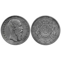 (388.1) Imperio Mexicano. 1866. 1 Peso (EBC-) (Plata)