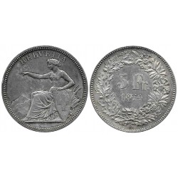 (11) Suiza. 1874B. 5 Francs (EBC) (Plata)