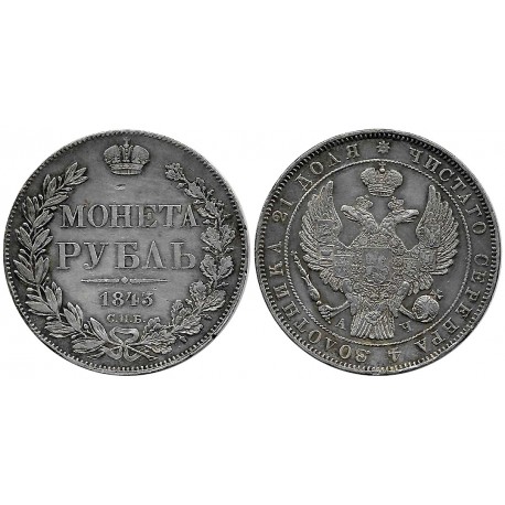 (C168) Imperio Ruso. 1843. 1 Rouble (EBC-) (Plata)