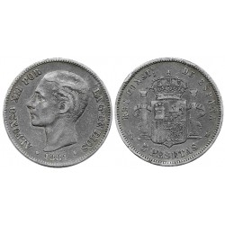 Alfonso XII. 1881*(18-81). 5 Pesetas (BC) (Plata) Ceca de Madrid MS-M