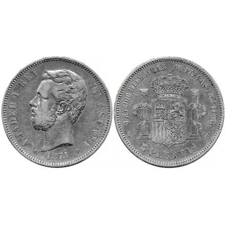 Amadeo I. 1871*(18-71). 5 Pesetas (MBC-) (Plata) Ceca de Madrid SD-M