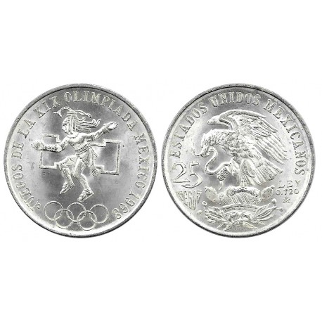 (479.1) Estados Unidos Mexicanos. 1968. 25 Pesos (EBC) (Plata)