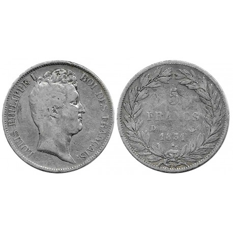 (735.4) Francia. 1831A. 5 Francs (BC) (Plata)