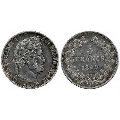 (749.13) Francia. 1845W. 5 Francs (MBC+) (Plata)