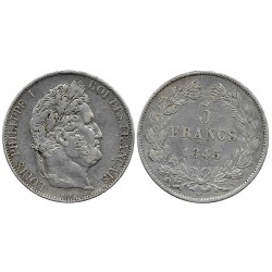 (749.13) Francia. 1845W. 5 Francs (MBC+) (Plata)