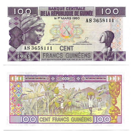 (30) Guinea. 1985. 100 Francs (SC)