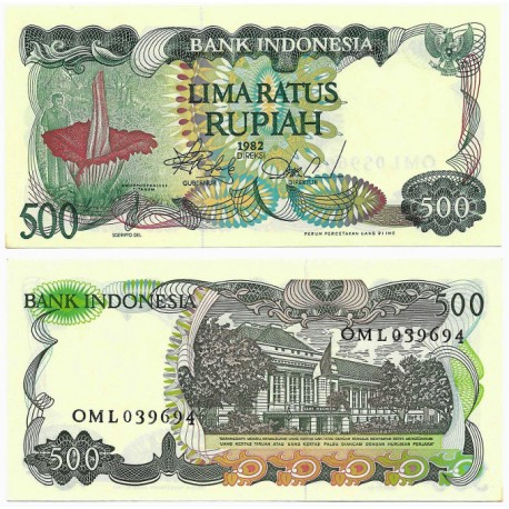 (121) Indonesia. 1982. 500 Rupiah (SC) Esquina Manchada