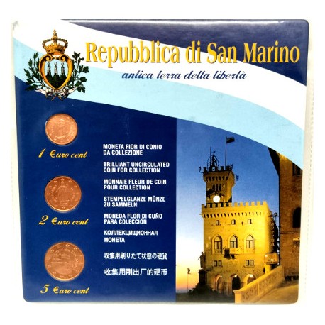 San Marino. 2006. Cartera 1, 2 y 5 Céntimos (SC)
