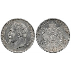 (799.1) Francia. 1868A. 5 Francs (MBC-) (Plata)