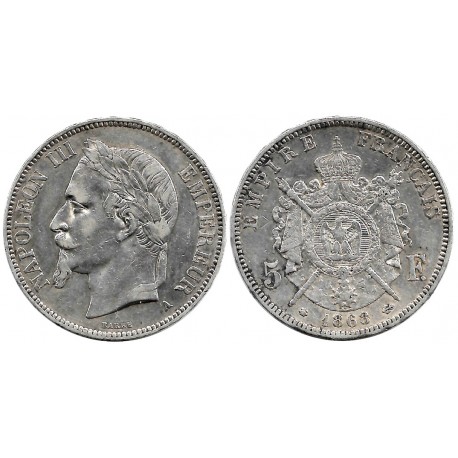 (799.1) Francia. 1868A. 5 Francs (MBC-) (Plata)