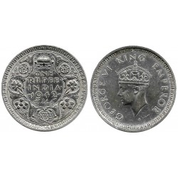 (557.1) India. 1942. 1 Rupee (EBC) (Plata)