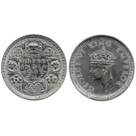 (557.1) India. 1942. 1 Rupee (EBC) (Plata)