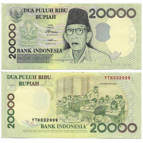(138a) Indonesia. 1998. 20000 Rupiah (EBC+) Leves Manchas