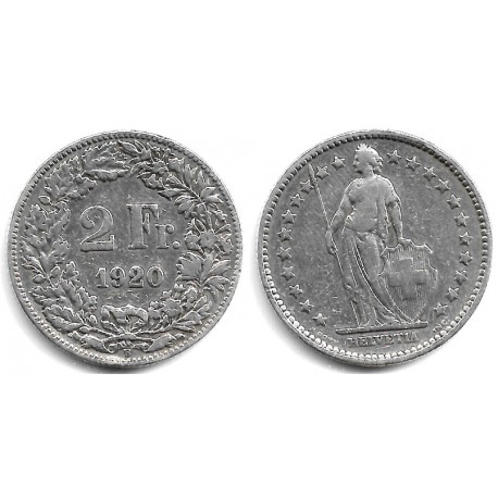 (21) Suiza. 1920. 2 Francs (BC) (Plata)
