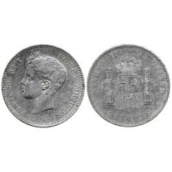 Alfonso XIII. 1896*(18-96). 5 Pesetas (BC/BC+) (Plata) Ceca de Madrid PG-V