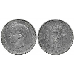 Alfonso XIII. 1897*(18-97). 5 Pesetas (BC) (Plata) Ceca de Madrid SG-V