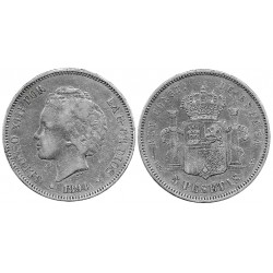 Alfonso XIII. 1894*(18---). 5 Pesetas (BC) (Plata) Ceca de Madrid PG-V