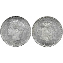 Alfonso XIII. 1899*(18-99). 5 Pesetas (EBC/EBC-) (Plata) Ceca de Madrid SG-V