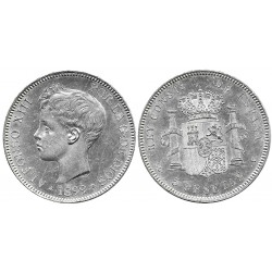 Alfonso XIII. 1899*(18-99). 5 Pesetas (EBC) (Plata) Ceca de Madrid SG-V