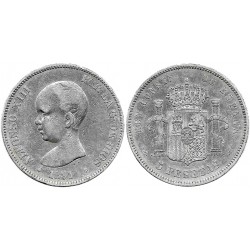 Alfonso XIII. 1891*(18-91). 5 Pesetas (BC) (Plata) Ceca de Madrid PG-M