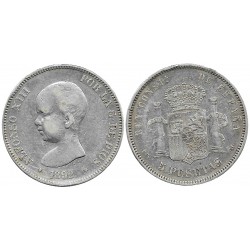 Alfonso XIII. 1892*(-8-9-). 5 Pesetas (BC) (Plata) Ceca de Madrid PG-M