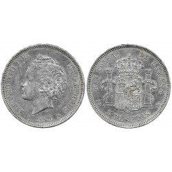 Alfonso XIII. 1893*(18-93). 5 Pesetas (MBC-) (Plata) Ceca de Madrid PG-L