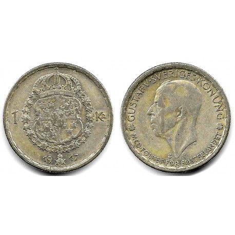 (814) Suecia. 1947. 1 Krona (BC) (Plata)
