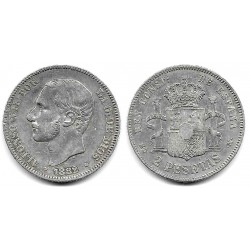 Alfonso XII. 1882*(18-82). 2 Pesetas (BC) (Plata) Ceca de Madrid MS-M