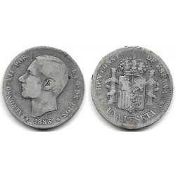 Alfonso XII. 1883*(-----). 1 Peseta (BC) (Plata) Ceca de Madrid MS-M