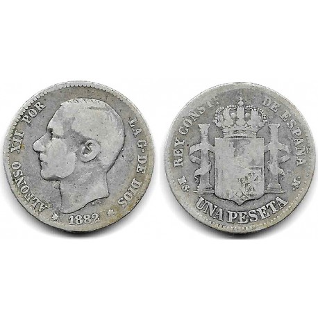 Alfonso XII. 1882*(-----). 1 Peseta (BC-) (Plata) Ceca de Madrid MS-M