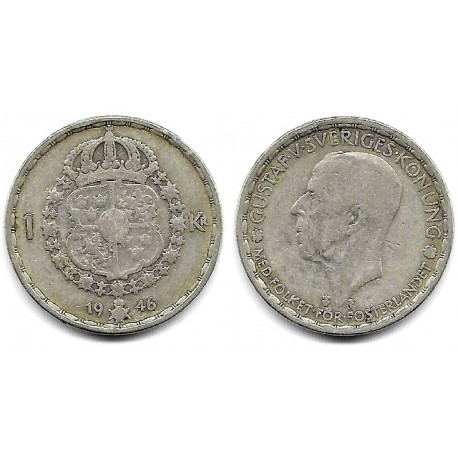 (814) Suecia. 1946. 1 Krona (BC) (Plata)