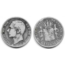 Alfonso XII. 1883*(-----). 1 Peseta (BC) (Plata) Ceca de Madrid MS-M