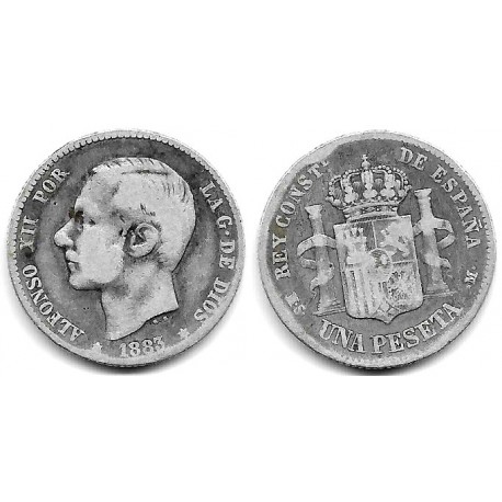 Alfonso XII. 1883*(-----). 1 Peseta (BC) (Plata) Ceca de Madrid MS-M