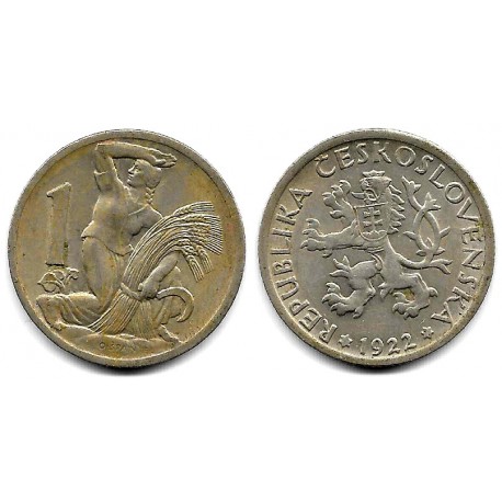 (4) Checoslovaquia. 1922. 1 Koruna (EBC+)