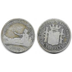Gobierno Provisional. 1869. 1 Peseta (BC-) (Plata) Ceca de Madrid SN-M