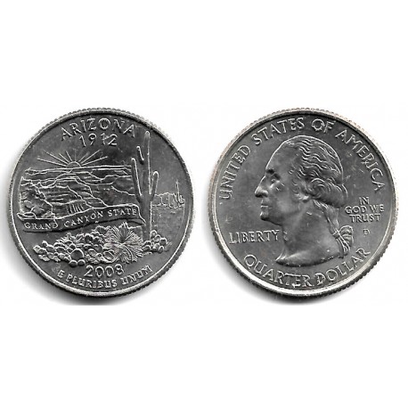 (423) Estados Unidos de América. 2008(D). Quarter Dollar (SC) Arizona