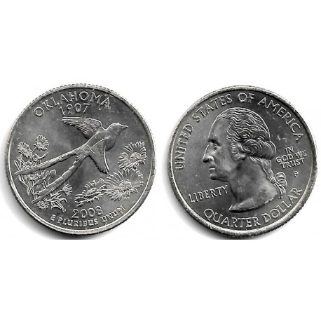 (421) Estados Unidos de América. 2008(P). Quarter Dollar (SC) Oklahoma