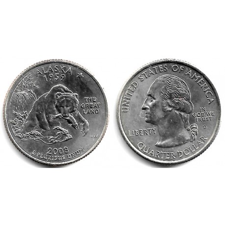 (424) Estados Unidos de América. 2008(D). Quarter Dollar (SC) Alaska