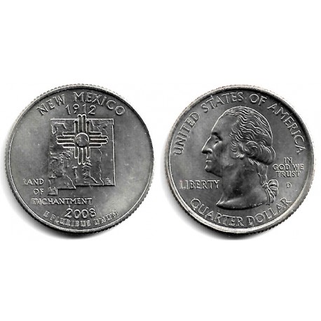 (422) Estados Unidos de América. 2008(D). Quarter Dollar (SC) New Mexico