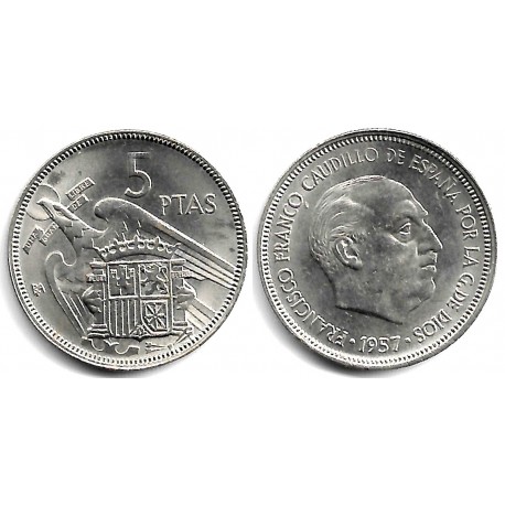 Estado Español. 1957*(BA). 5 Pesetas (SC)