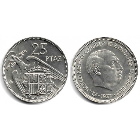 Estado Español. 1957*(BA). 25 Pesetas (EBC) Leves Manchas