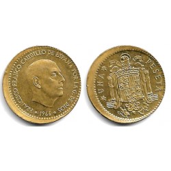 Estado Español. 1966*(19-75). 1 Peseta (EBC) Acuñación Desplazada