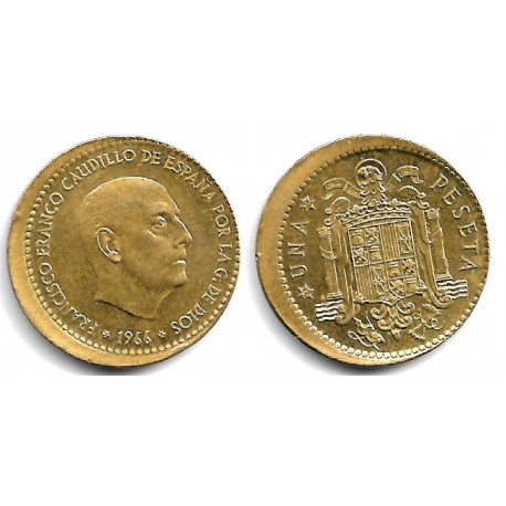 Estado Español. 1966*(19-75). 1 Peseta (EBC) Acuñación Desplazada