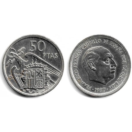 Estado Español. 1957*(BA). 50 Pesetas (EBC-) Leves Manchas